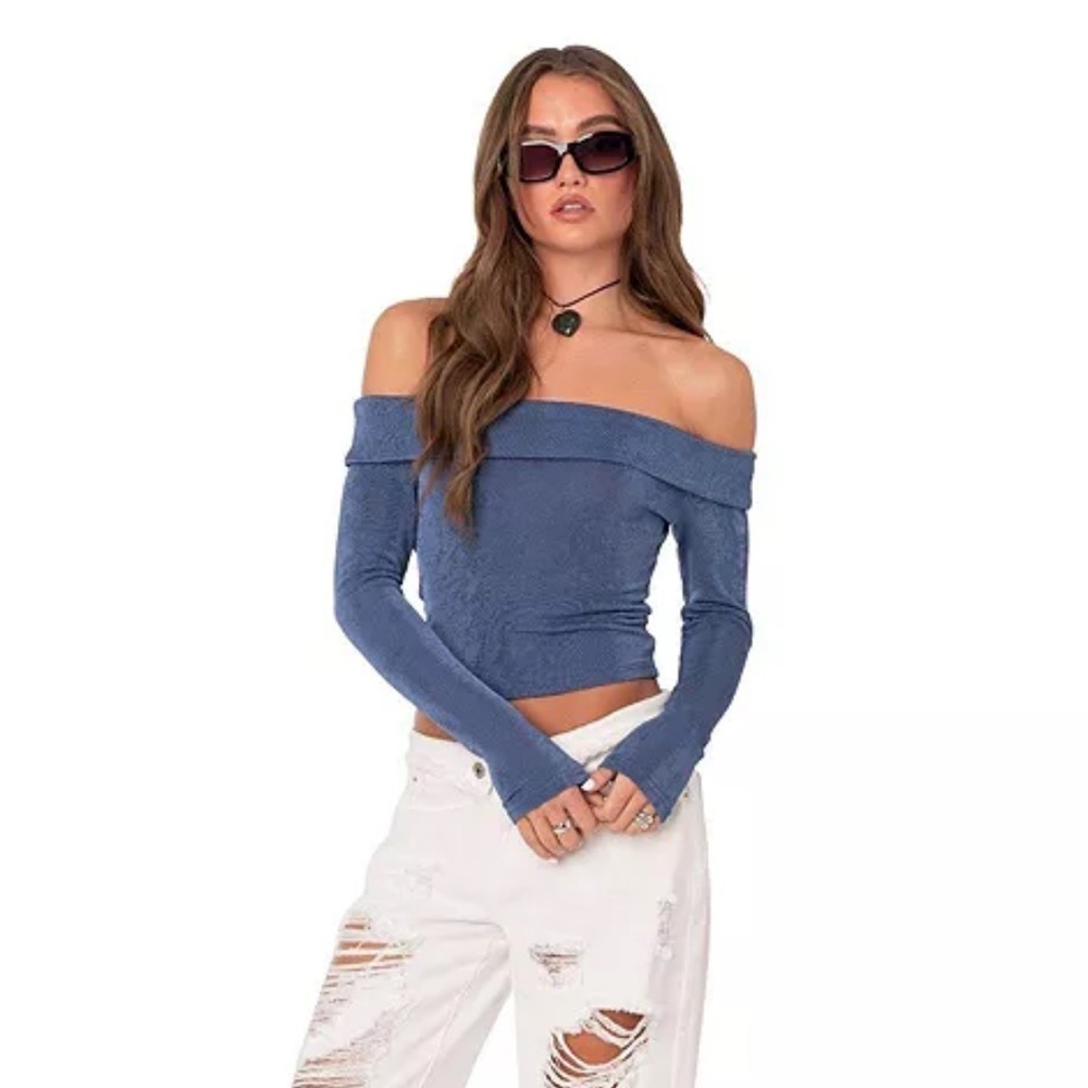 🆕 NWT EDIKTED Women's Off Shoulder Long Sleeves Top SIZE SMALL